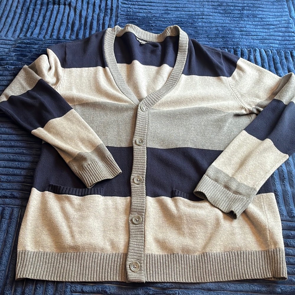 Express gray and blue cardigan sz L